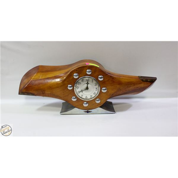 WORLD WAR ERA WOODEN PROPELLER MANTLE CLOCK