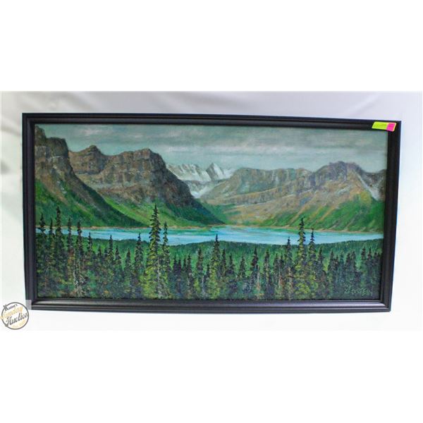 42” X 22” OIL PAINTING (MTN. LAKE) BY: HAUGLAND