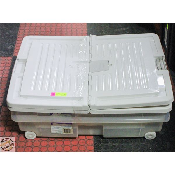 2 -UNDER BED STORAGE TOTES W. LIDS