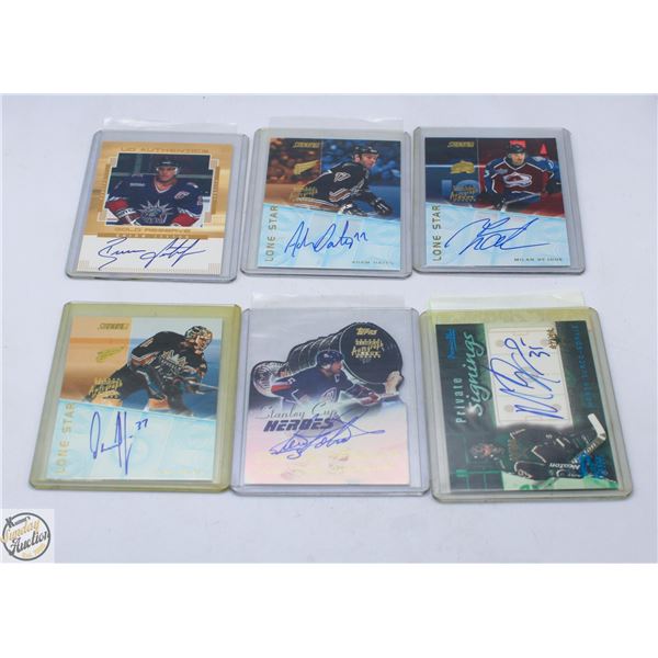 6 SIGNED HOCKEY CARDS - OLAF KOLZIG, ADAM OATES,