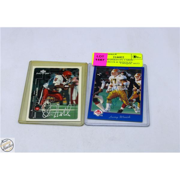 2 AUTOGRAPHED CFL CARDS - LARRY WRUCK & DONOVAN