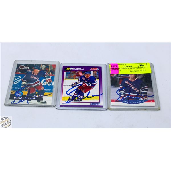 3 AUTOGRAPHED CARDS - BERNIE NICHOLLS