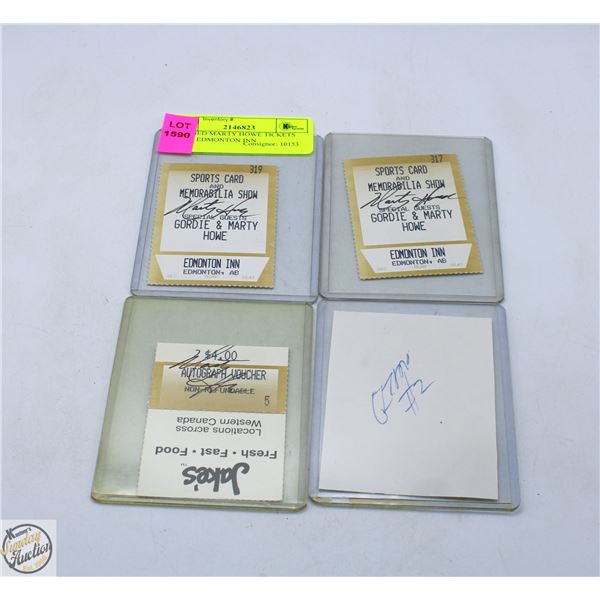 3 SIGNED MARTY HOWE TICKETS FROM EDMONTON INN