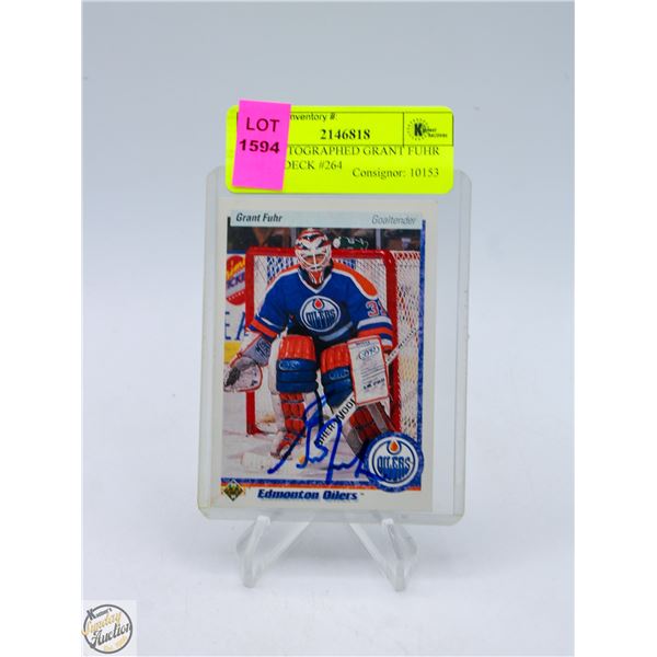 1990 AUTOGRAPHED GRANT FUHR UPPER DECK #264