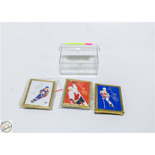 SET OF 3 SOLID BRASS WAYNE GRETZKY BELT BUCKLES