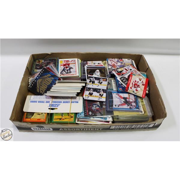 FLAT OF UNSORTED HOCKEY CARDS