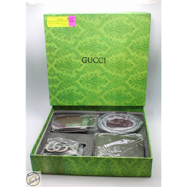 BELT, BUSINESS CARD HOLDER AND WALLET COMBO SET