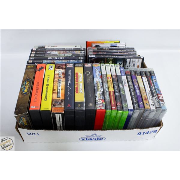 BOX OF XBOX 360, PS3, PLAYSTATION 2,