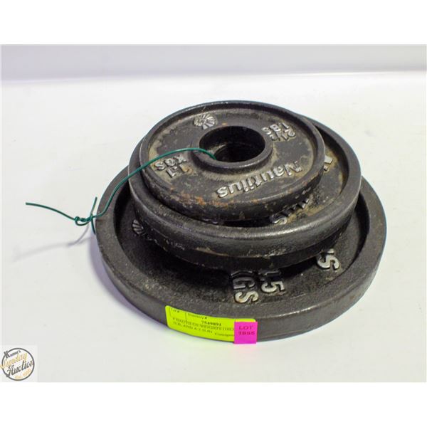 4 NAUTILUS WEIGHTS (10LB, TWO 5LB, AND A 2.5LB)