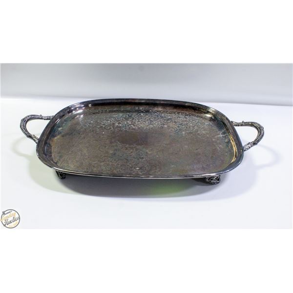 SILVER PLATED SERVING TRAY DOUBLE HANDLED