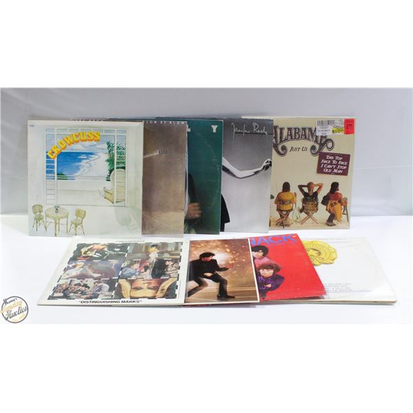 LOT OF 9 POP LPS RECORDS INCL ALABAMA, THE KNACK,