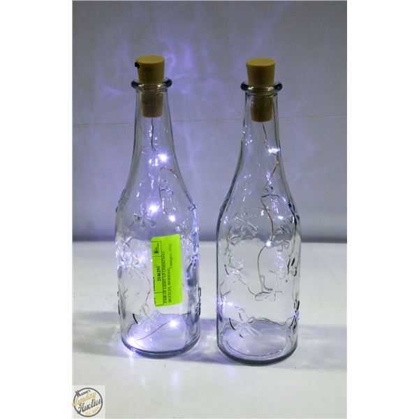 PAIR OF LIGHT UP CHRISTMAS BOTTLES, WORKING