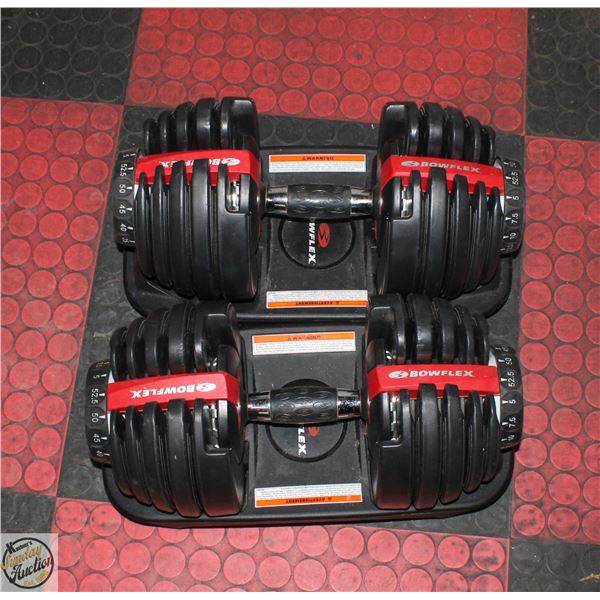 SET OF 2 BOEFLEX 52.5 LB ADJUSTABLE DUMBBELLS