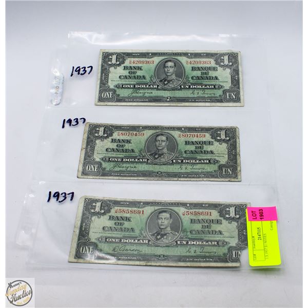 3 X 1937 $1 NOTES