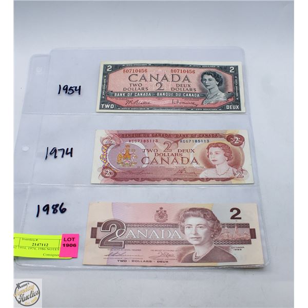 3 X $2 1954, 1974, 1986 NOTES