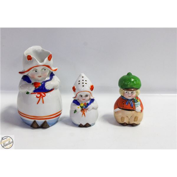 VINTAGE KITSCH DUTCH GIRL+BOY SALT PEPPER SHAKERS