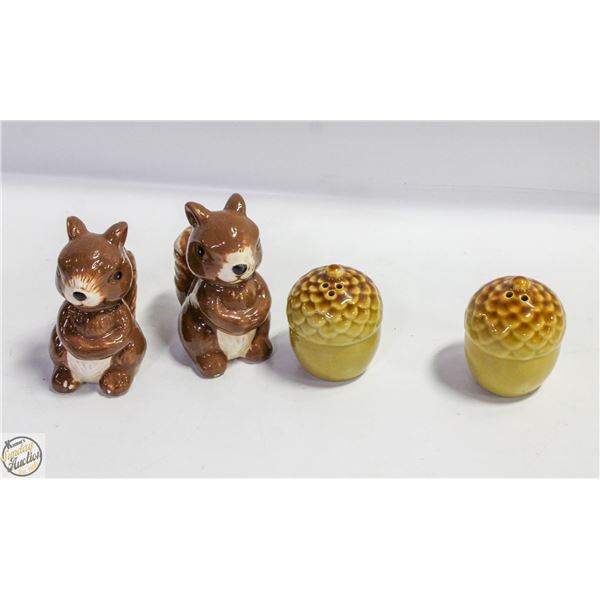 VINTAGE CERAMIC SQUIRREL SALT AND PEPPER SHAKER