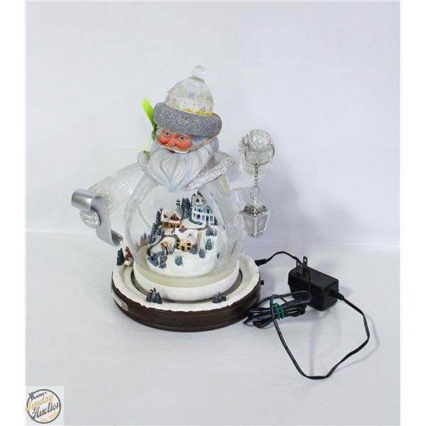 THOMAS KINKADE CRYSTAL SANTA WITH MOVING TRAIN