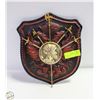 Image 1 : VINTAGE LEATHER SWORD SHIELD FOR WALL-ESTATE