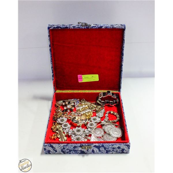 VINTAGE ESTATE JEWELRY IN LARGE BOX
