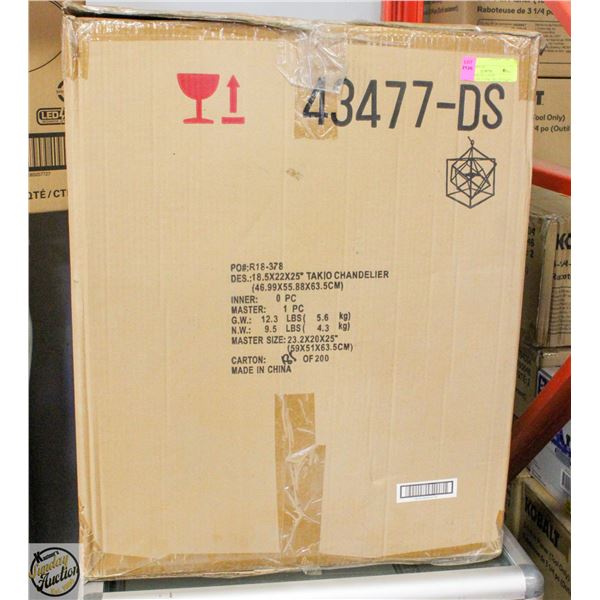 NEW W BOX 19" 2 LIGHT CHANDELIER GEOMETRIC PATTERN