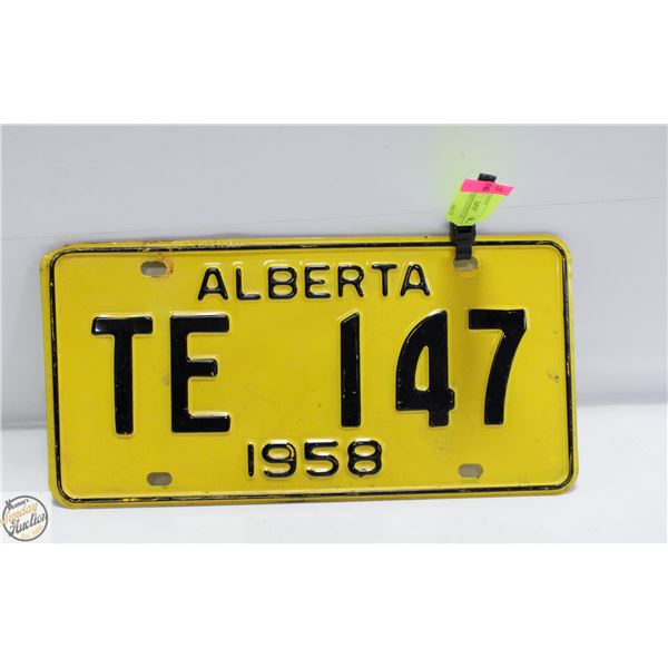 1958 ALBERTA LICENCE PLATE