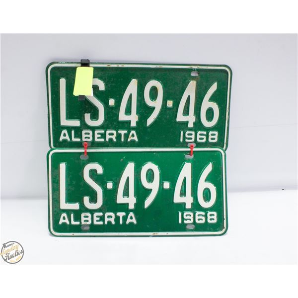 1968 ALBERTA LICENCE PLATE SET