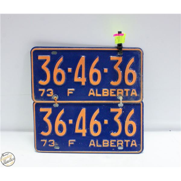 1973 ALBERTA LICENCE PLATE SET