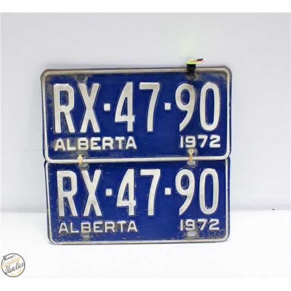 1972 ALBERTA LICENCE PLATE SET