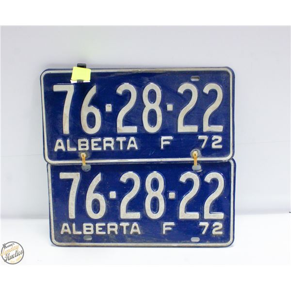 1972 ALBERTA LICENCE PLATE SET
