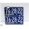 Image 1 : 1972 ALBERTA LICENCE PLATE SET