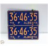 Image 1 : 1973 FARM ALBERTA LICENCE PLATE SET