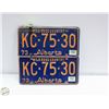 Image 1 : 1973 ALBERTA LICENCE PLATE SET