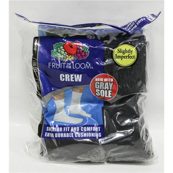 BLACK CREW SOCKS 12-16 SIZE 6-PACK