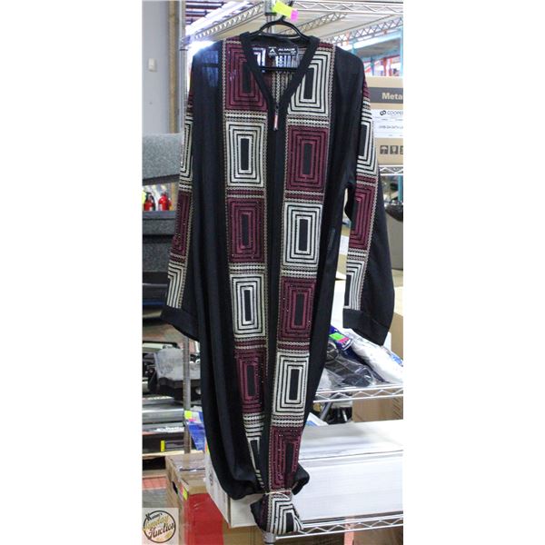 MENS 4XL BLACK CAFTAN/ABAYA WITH EMBROIDERED