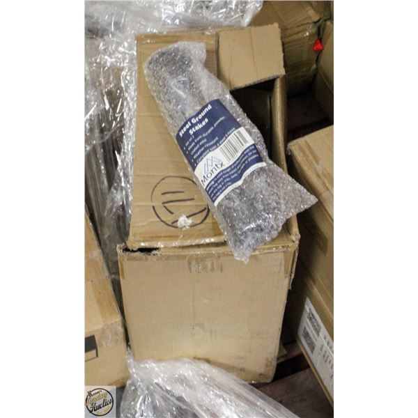 CASE OF 12 BLACK METAL GARDEN STAKES