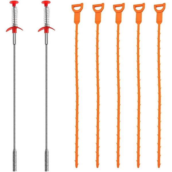 NEW 7PK SEWER DREDGING TOOLS 20 HAIR DRAIN CLOG