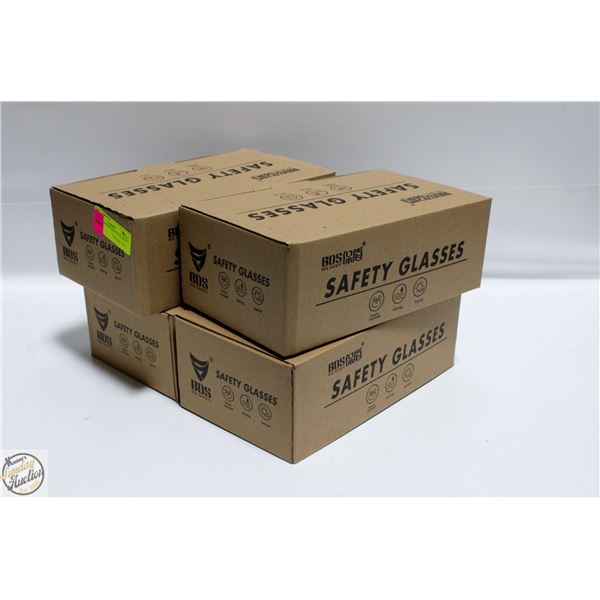 4 BOXES OF NEW SAFETY GLASSES.
