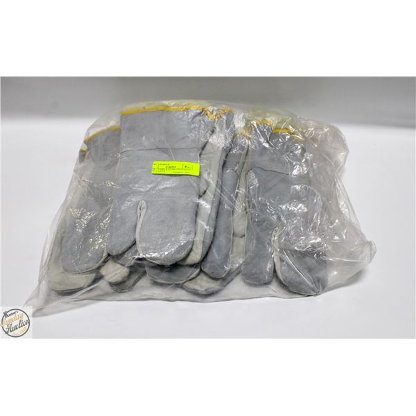 NEW 4 PAIRS WINTER LINED MITTS, LARGE GRAY