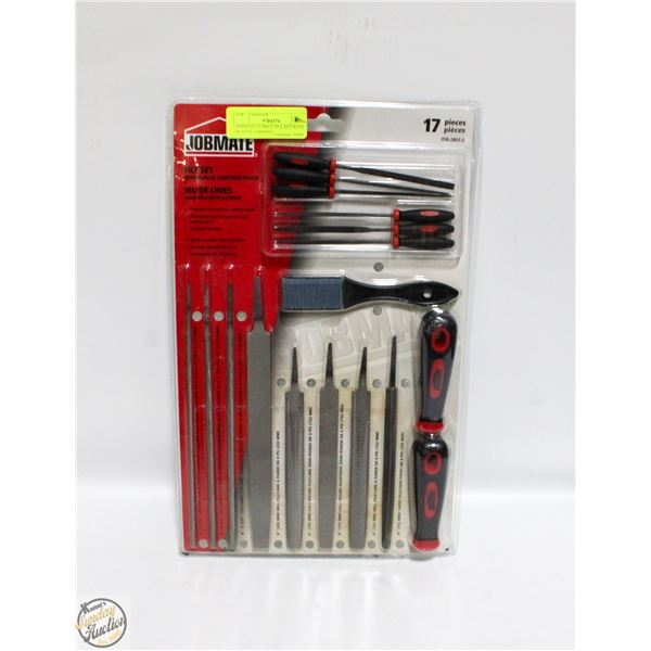 JOBMATE 17 PIECE FILE SET WITH PLASTIC CARVING