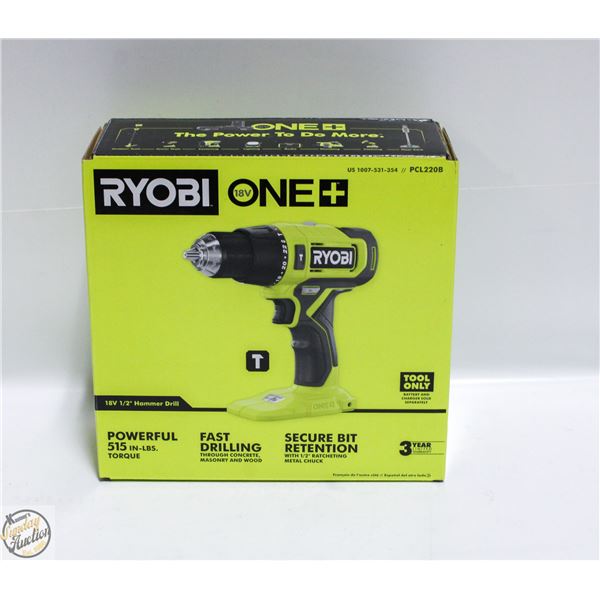 NEW RYOBI ONE 18 VOLT 1/2 HAMMER DRILL