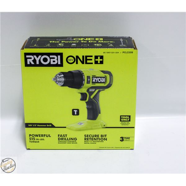 NEW RYOBI ONE 18 VOLT 1/2 HAMMER DRILL
