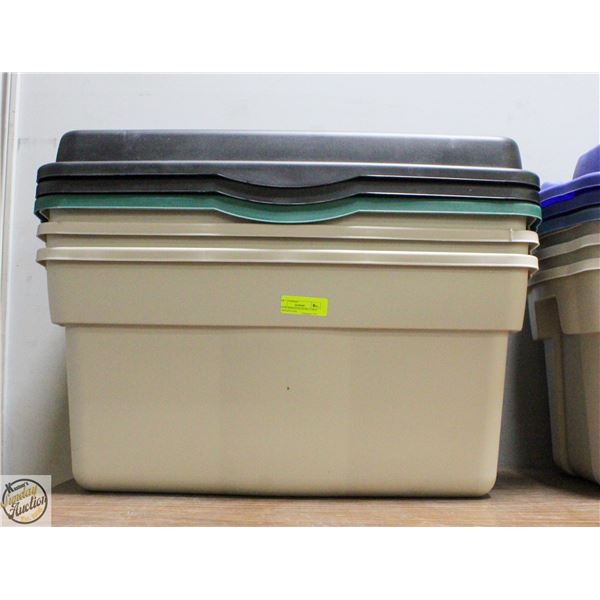 3 OF RUBBERMAID EXTRA LARGE W/HINGED LIDS