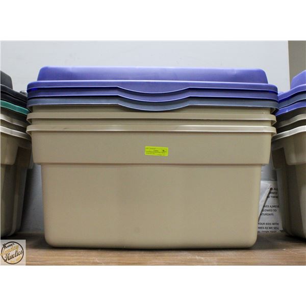 3 OF RUBBERMAID EXTRA LARGE W/HINGED LIDS