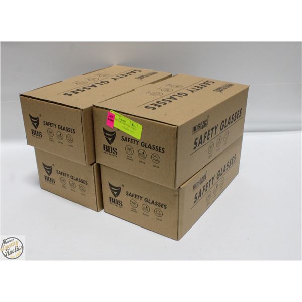 4 BOXES OF NEW SAFETY GLASSES.