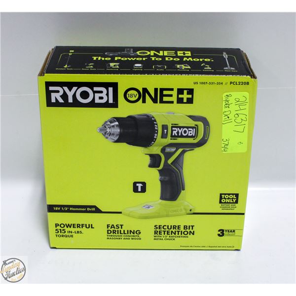NEW RYOBI ONE 18V 1/2" HAMMER DRILL