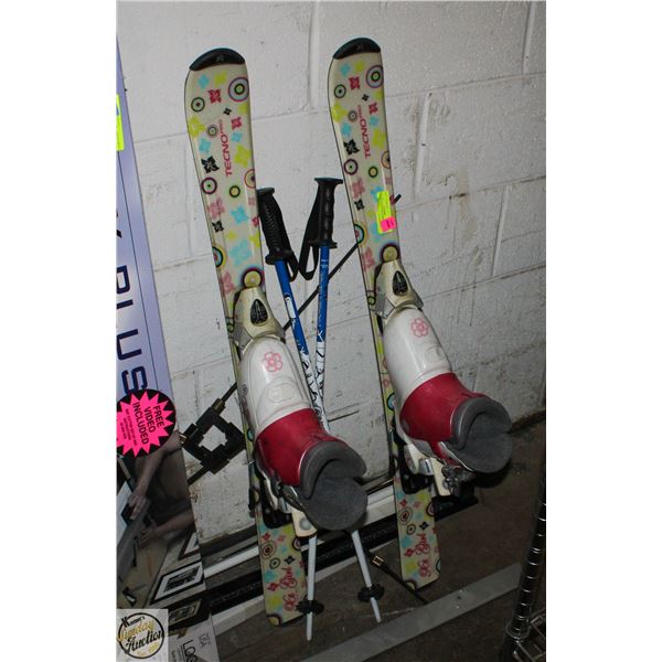 IT GIRL TENCO PRO 7.5MM THICK FC45 KIDS SKIS+POLES