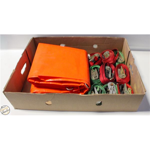 9 RATCHET STRAPS WITH BRAND NEW 8X10