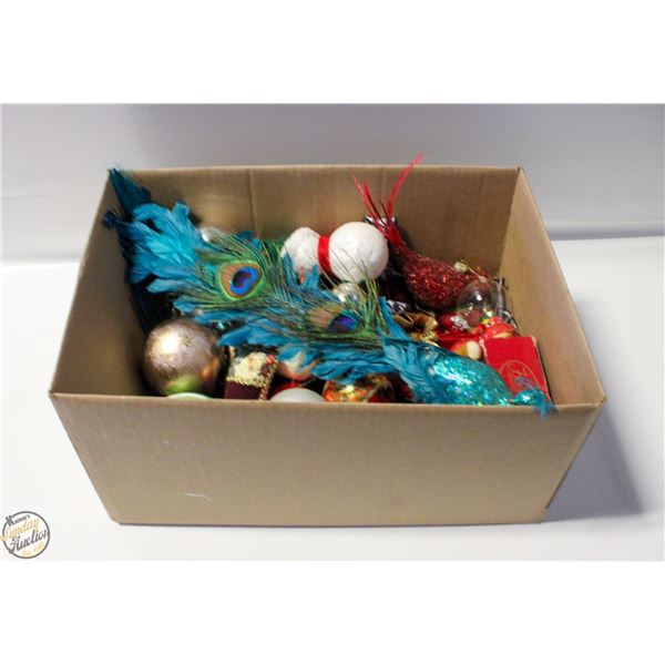 BOX CHRISTMAS DECORATIONS, BALLS,