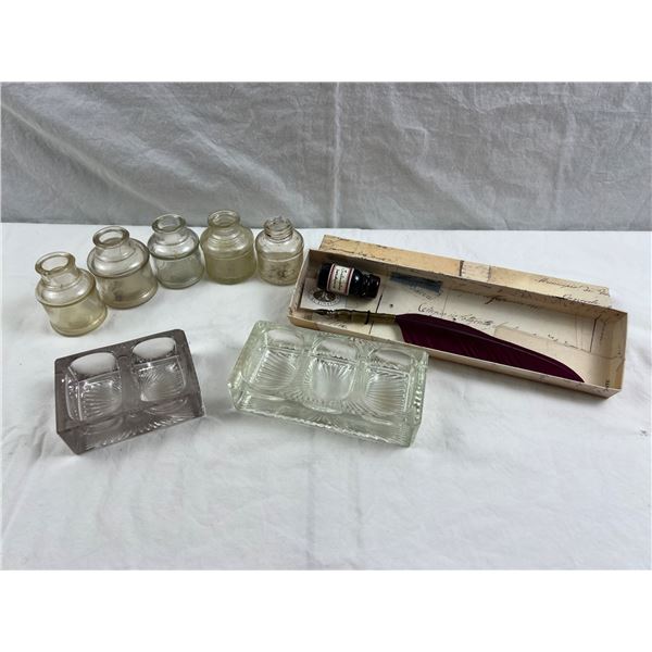 Feather Pen & Ink Wells